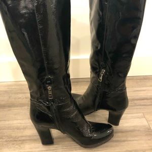 Prada patent leather heeled boots